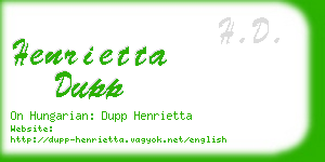 henrietta dupp business card